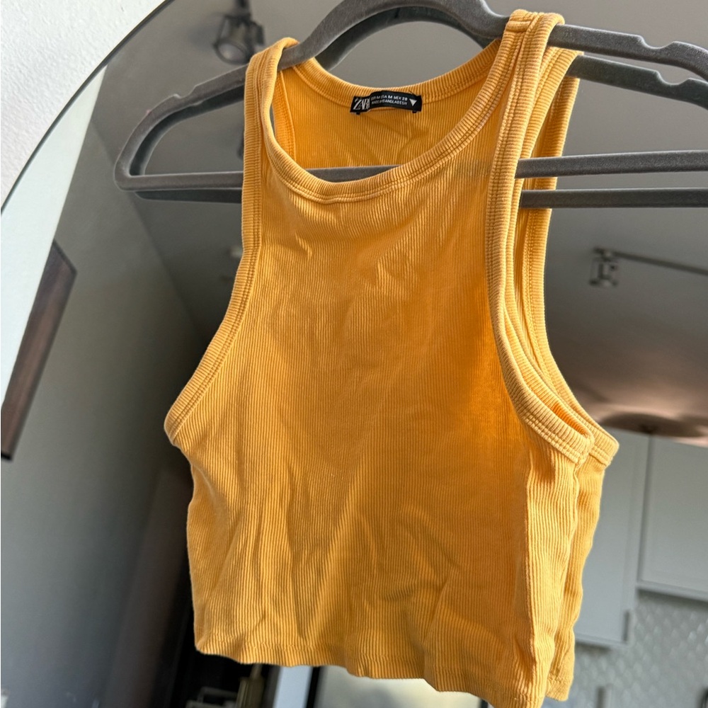 Zara Orange Ribbed Crop Top